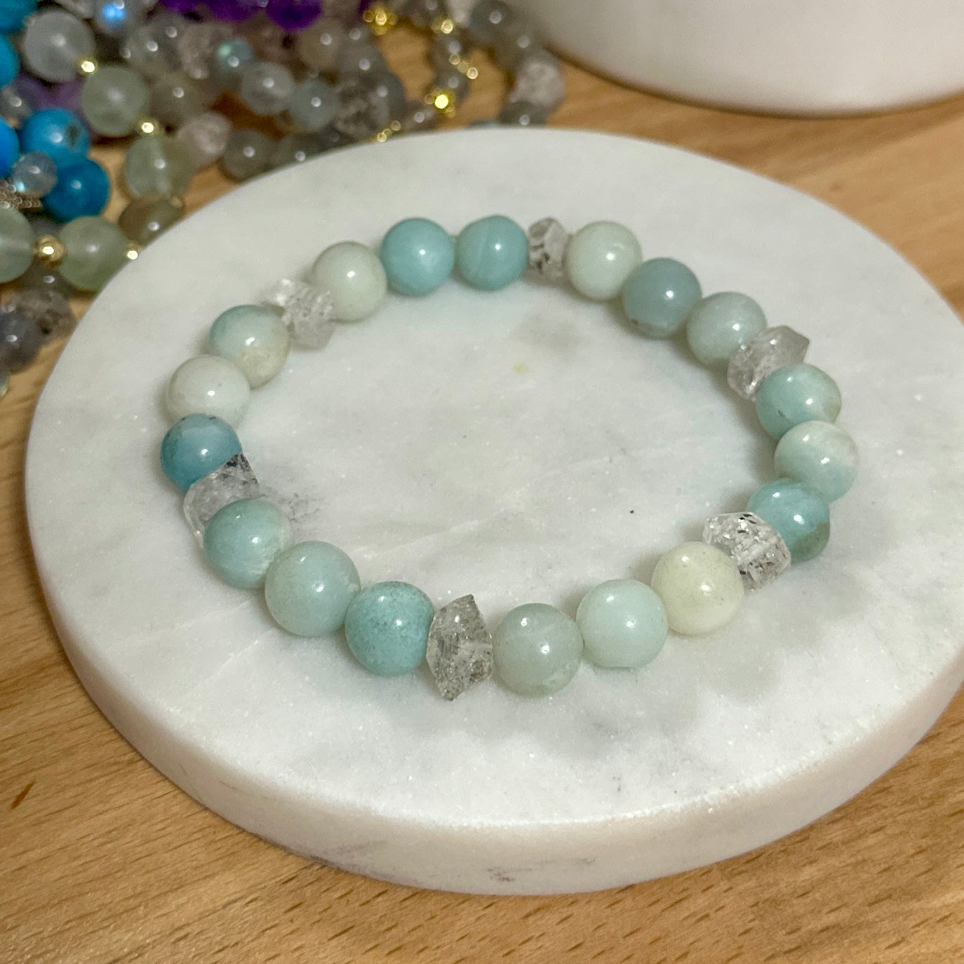 Caribbean Calcite & Herkimer Diamond Bracelet
