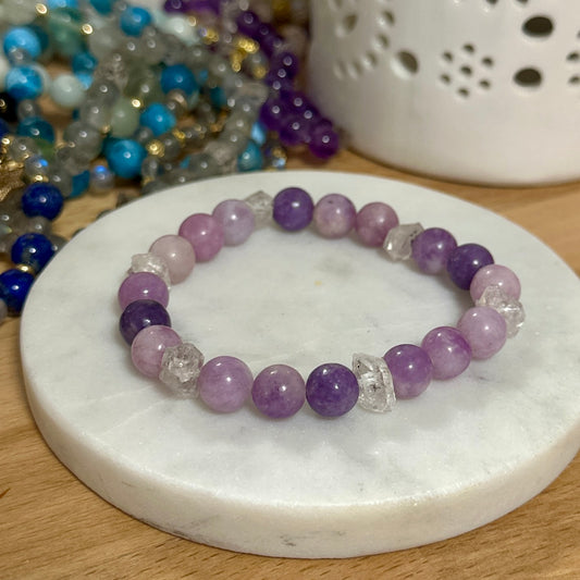 Lepidolite & Herkimer Diamond Bracelet