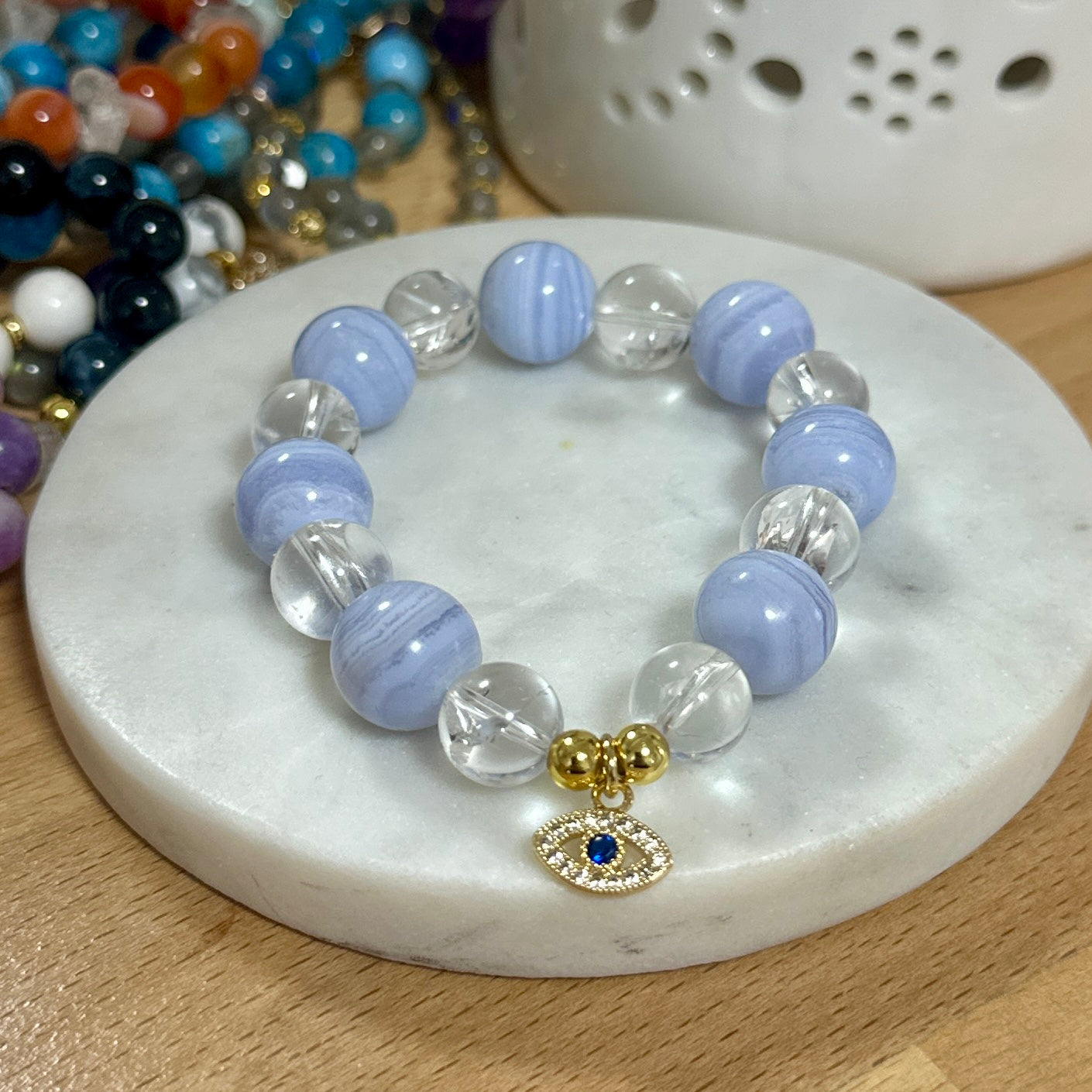 Blue Lace Charm Bracelet.