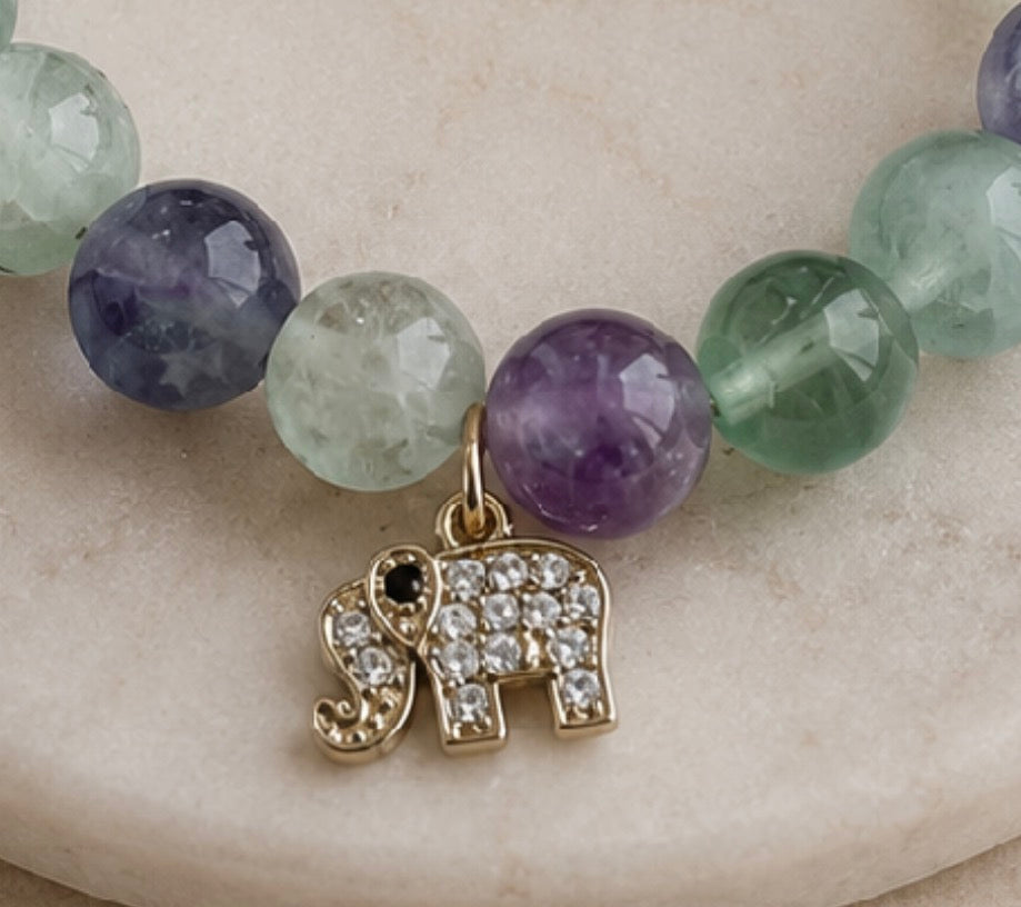 Rainbow Fluorite Elephant Bracelet