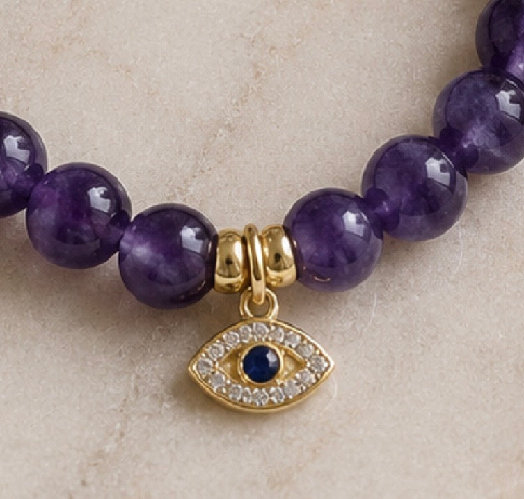 Amethyst Protection Evil Eye Bracelet