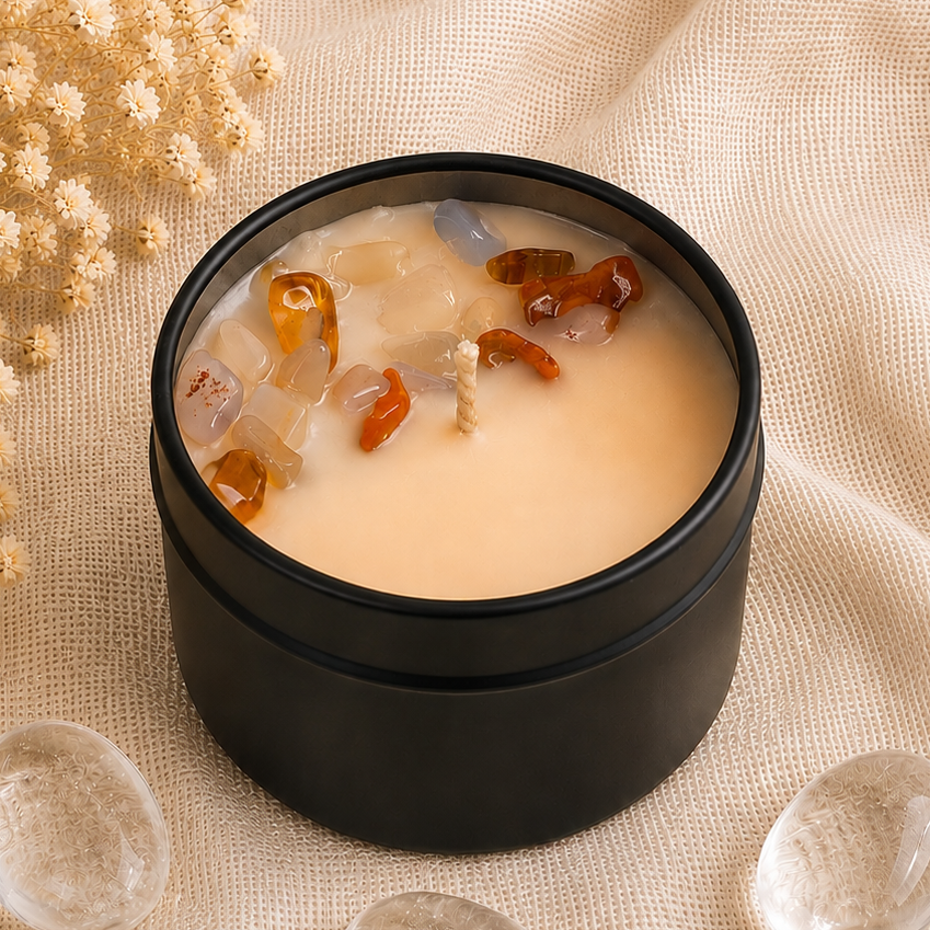Wild Flame, Sandalwood & Bergamot Mini Crystal Candle