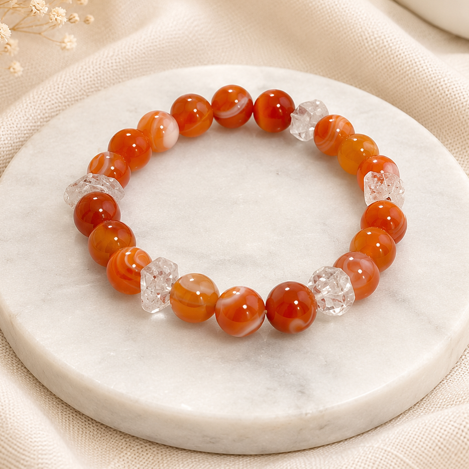 Carnelian & Herkimer Diamond