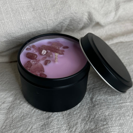 Geranium & Rose Mini Tin Crystal Candle