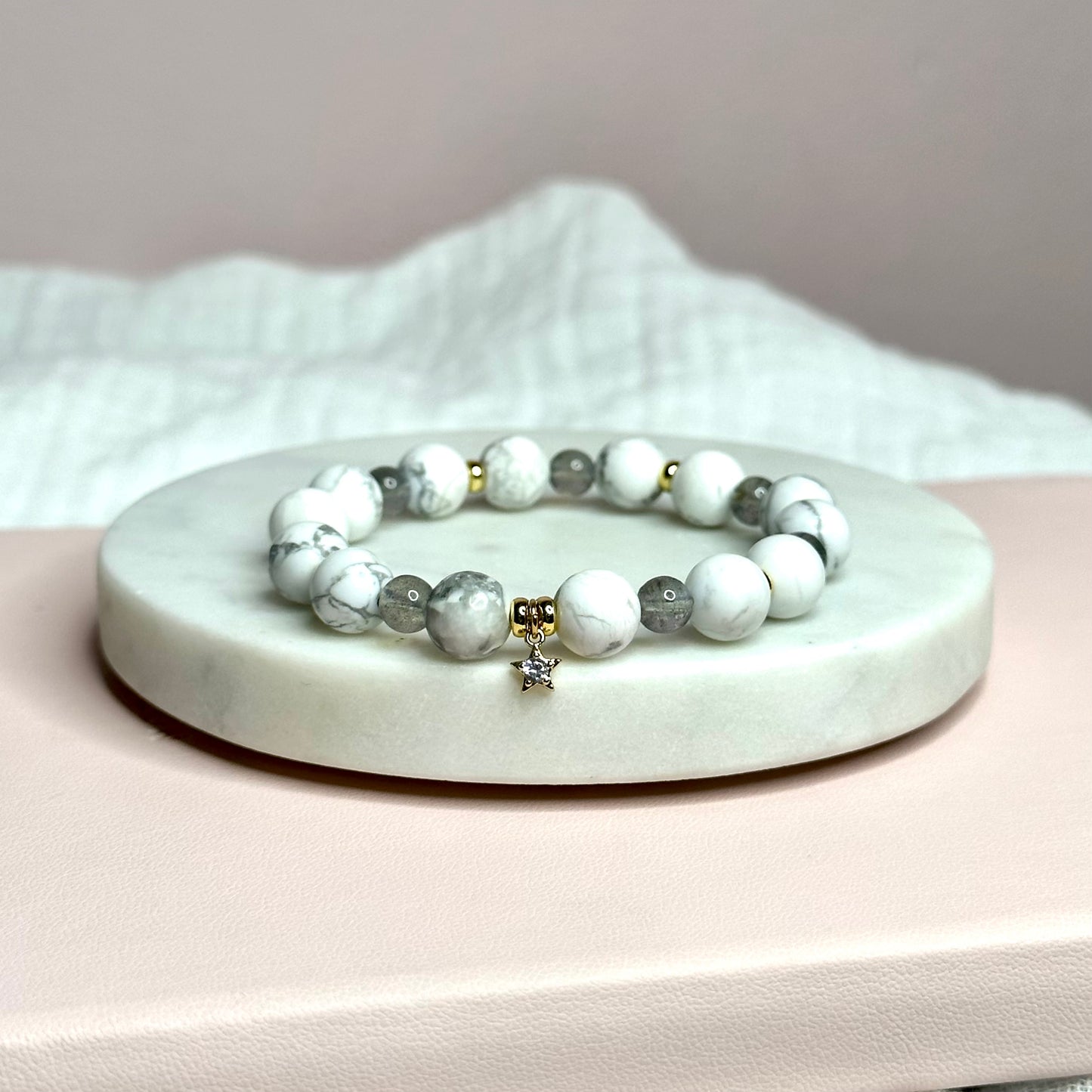 Howlite & Moonstone Charm Bracelet