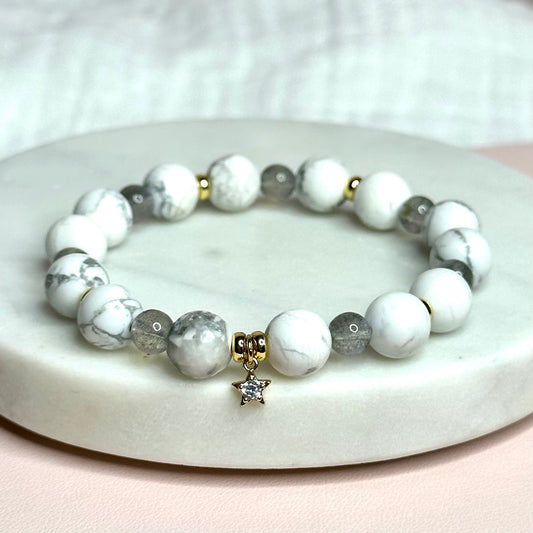 Howlite & Moonstone Charm Bracelet
