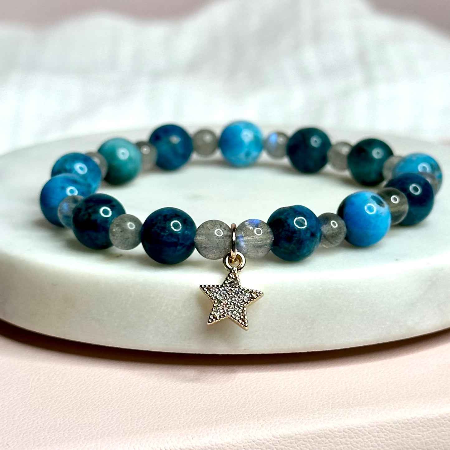 Apatite & Moonstone Star Charm Bracelet