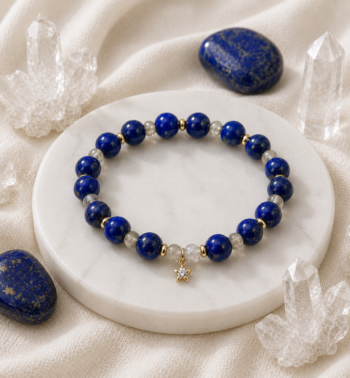Lapis Lazuli & Moonstone Charm Bracelet