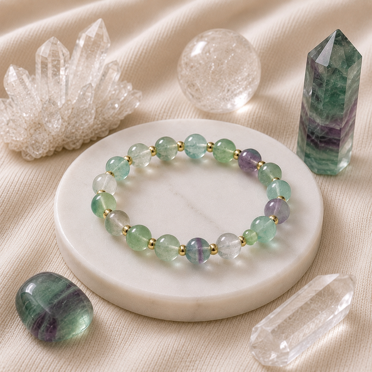 Green Fluorite Crystal Bracelet