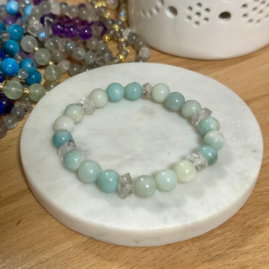 Caribbean Calcite & Herkimer Diamond Bracelet