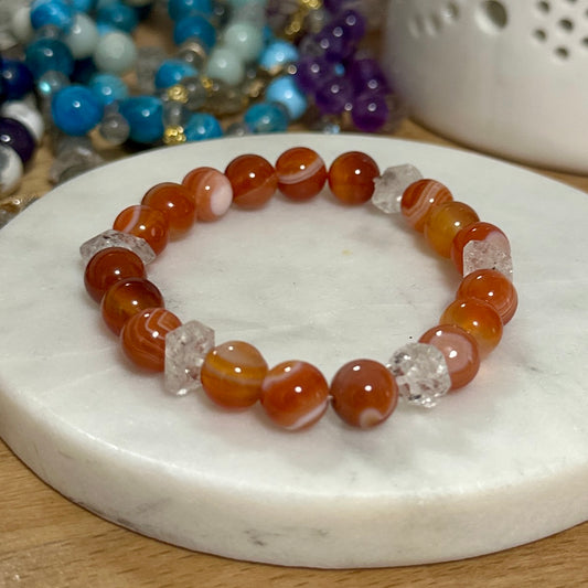 Carnelian & Herkimer Diamond