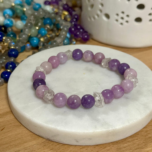 Lepidolite & Herkimer Diamond Bracelet