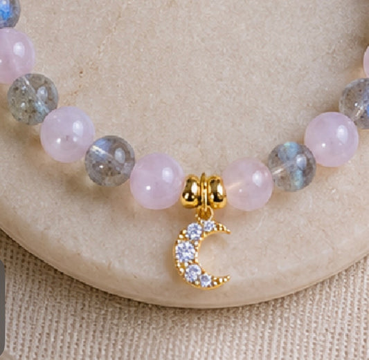 Rose Quartz & Moonstone Crystal Bracelet