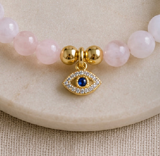Rose Quartz, Protection Evil eye Bracelet