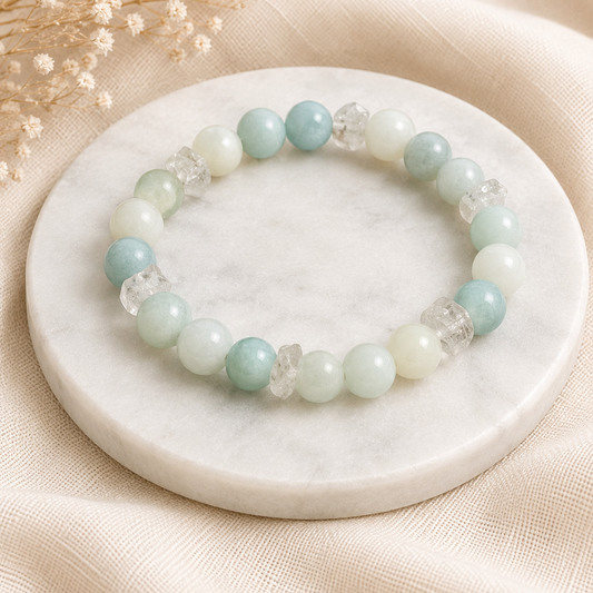 Caribbean Calcite & Herkimer Diamond Bracelet