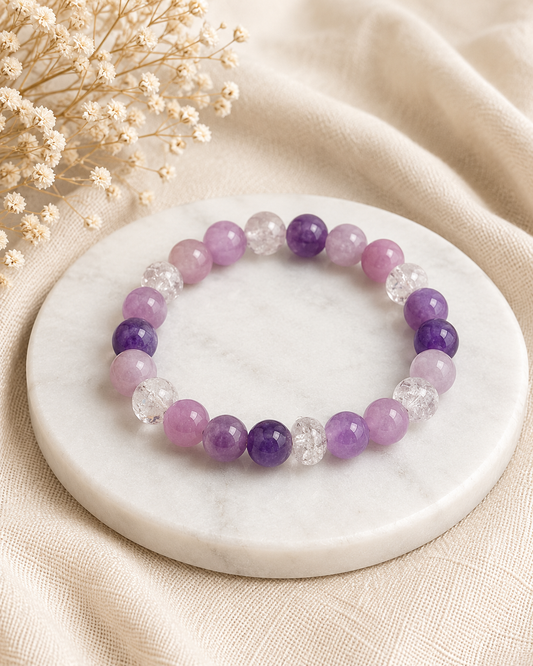 Lepidolite & Herkimer Diamond Bracelet
