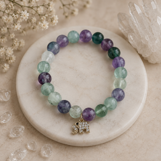 Rainbow Fluorite Elephant Bracelet