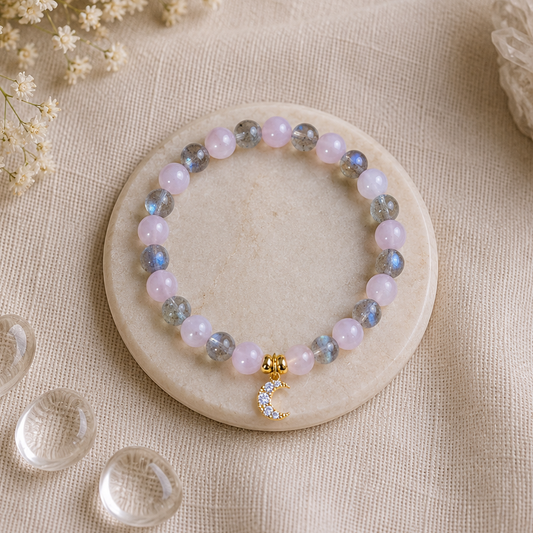 Rose Quartz & Moonstone Crystal Bracelet