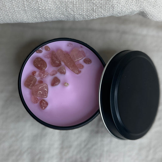 Geranium & Rose Mini Tin Crystal Candle