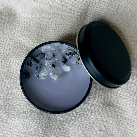 Frankincense & Myrrh Mini Tin Crystal Candle