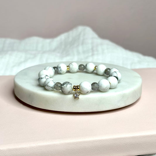 Howlite & Moonstone Charm Bracelet