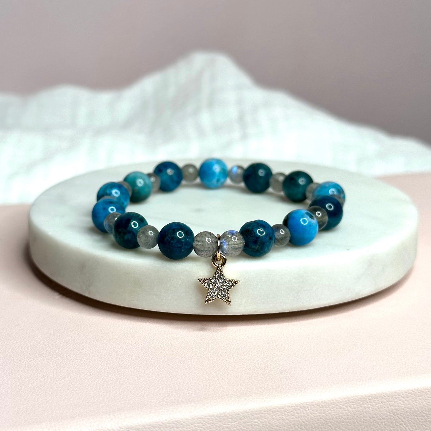 Apatite & Moonstone Star Charm Bracelet