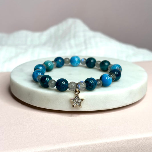 Apatite & Moonstone Star Charm Bracelet