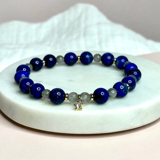 Lapis Lazuli & Moonstone Charm Bracelet