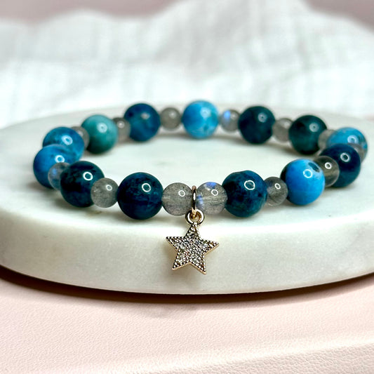Apatite & Moonstone Star Charm Bracelet